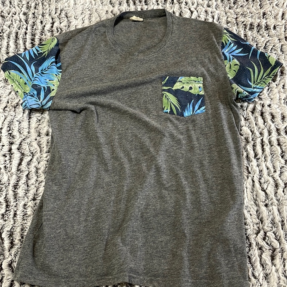 Hollister T with Floral Sleeves and Pocket